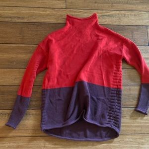 Womens tahari red and purple turtle neck sweater small